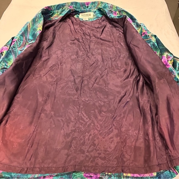 Vintage Womens Blazer Jacket Size M Single Breasted Floral Satin 80's 90's - Picture 10 of 16